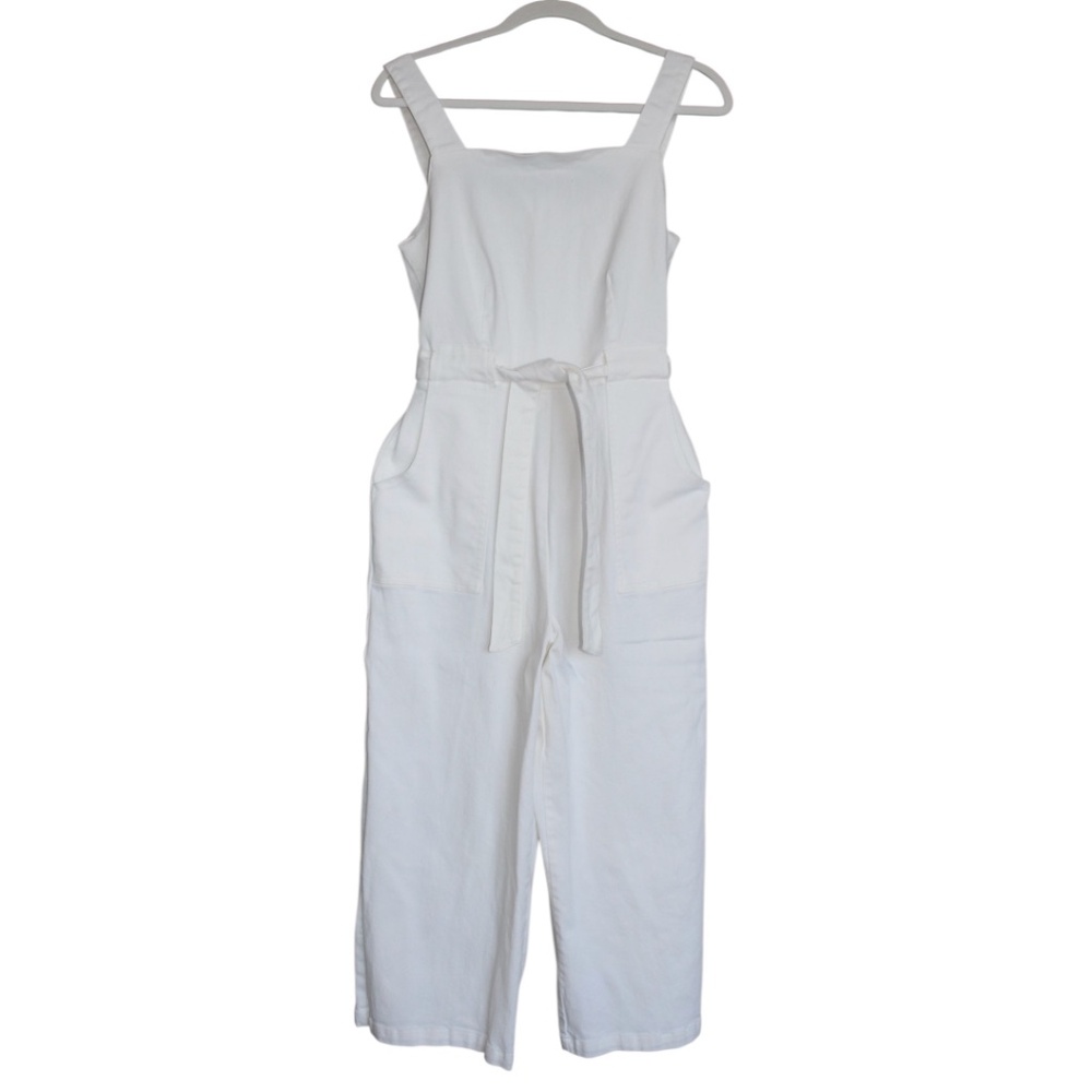 Copper Key White Denim Sleeveless Jumpsuit Size L